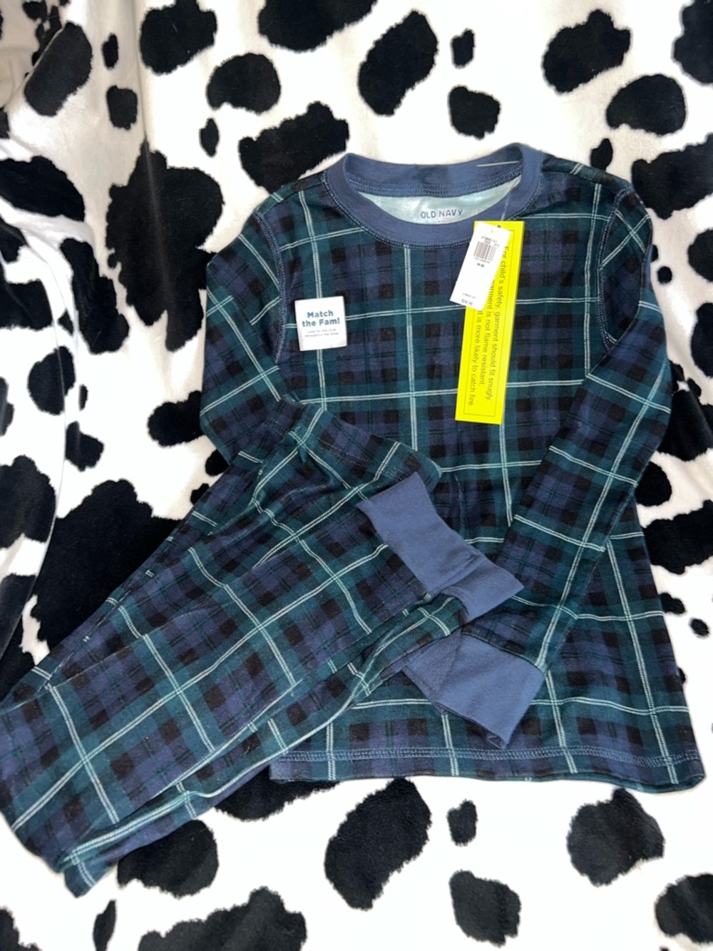 Old Navy, Navy and Green Plaid Kids Pajama Set